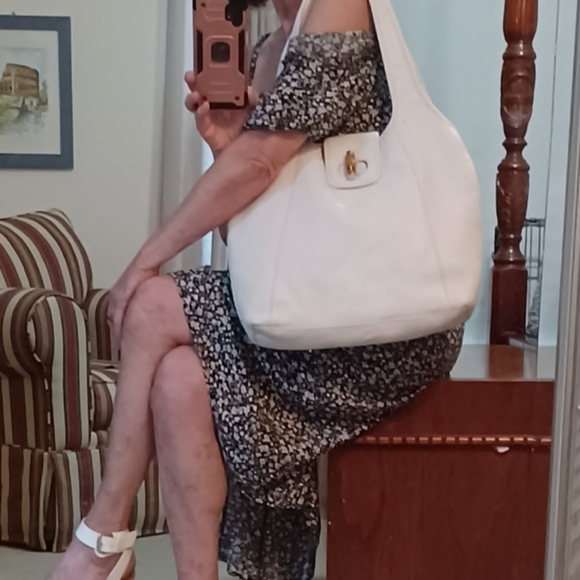 Talbots Handbags - 14IN PURE WHITE TALBOTS LEATHER BAG